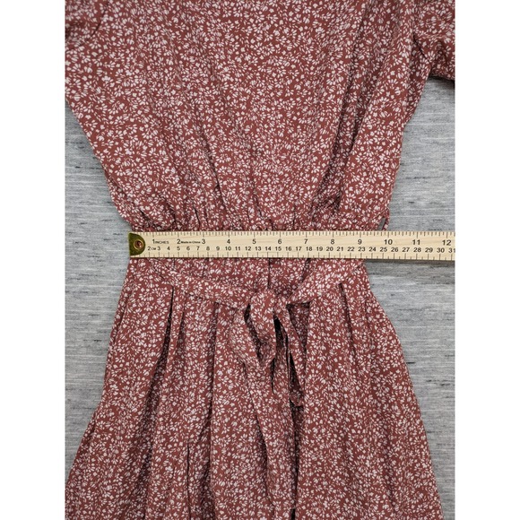 Bohme Floral Midi Dress Square Neck Puff Sleeve Tie Waist Cottagecore M - Picture 4 of 12